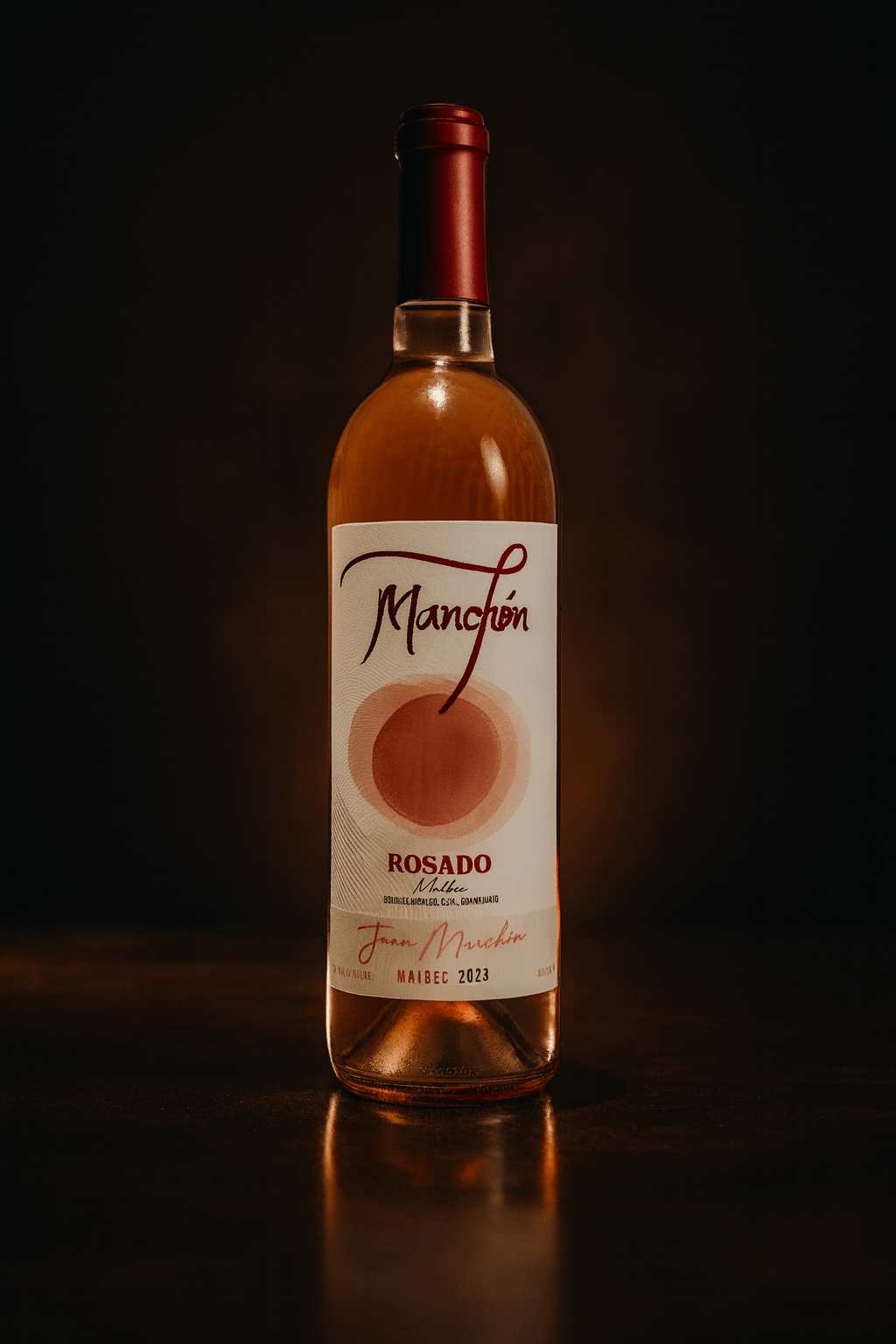Botella de Rosado Malbec 2023 con fotomontaje